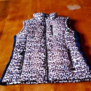Calvin Klein Quilted Vest leopard print with 4 zipper pockets